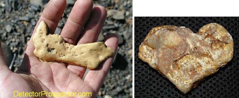 Bob(AK) 5.81 oz "Goldfinger" nugget and 5.62 oz "Heart Throb" gold specimen