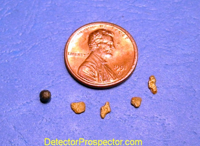 Lead shot and small gold from Crow Creek - found with Shadow X5 and 7" concentric coil
