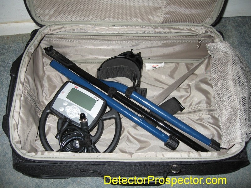 Minelab X-Terra 50 packs easily into a standard airline carry on bag